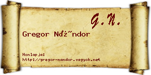 Gregor Nándor névjegykártya