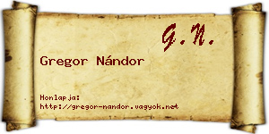 Gregor Nándor névjegykártya
